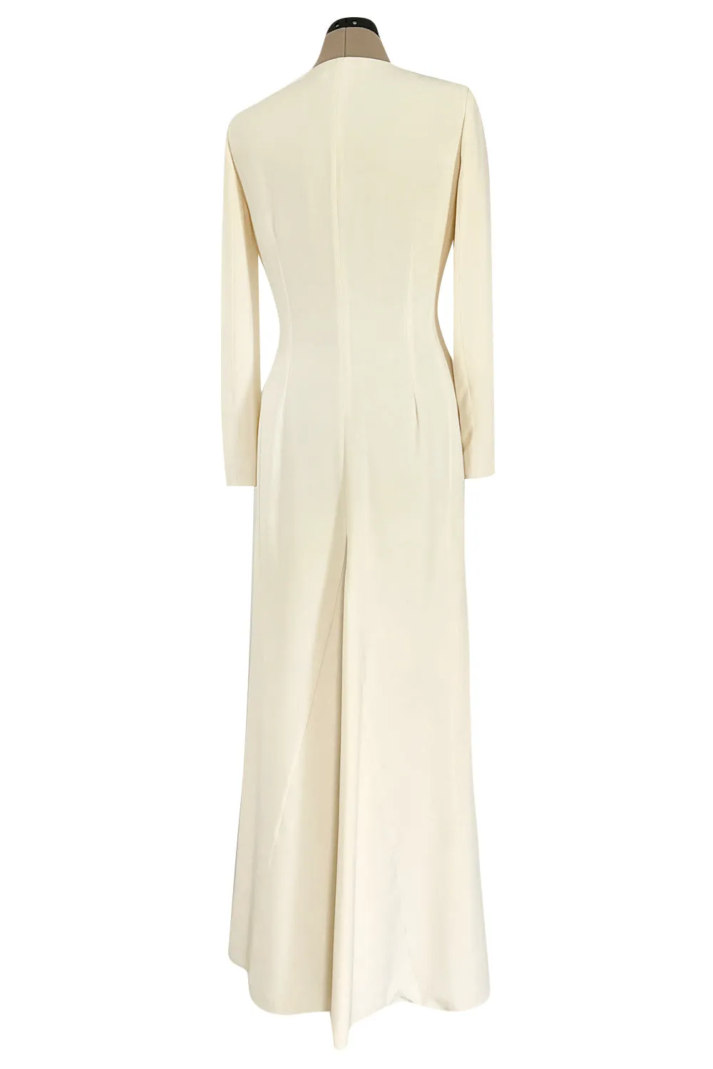 Minimalist Fall 2005 Christian Dior by John Galliano Sleek Ivory Silk Dress w Front Buttons