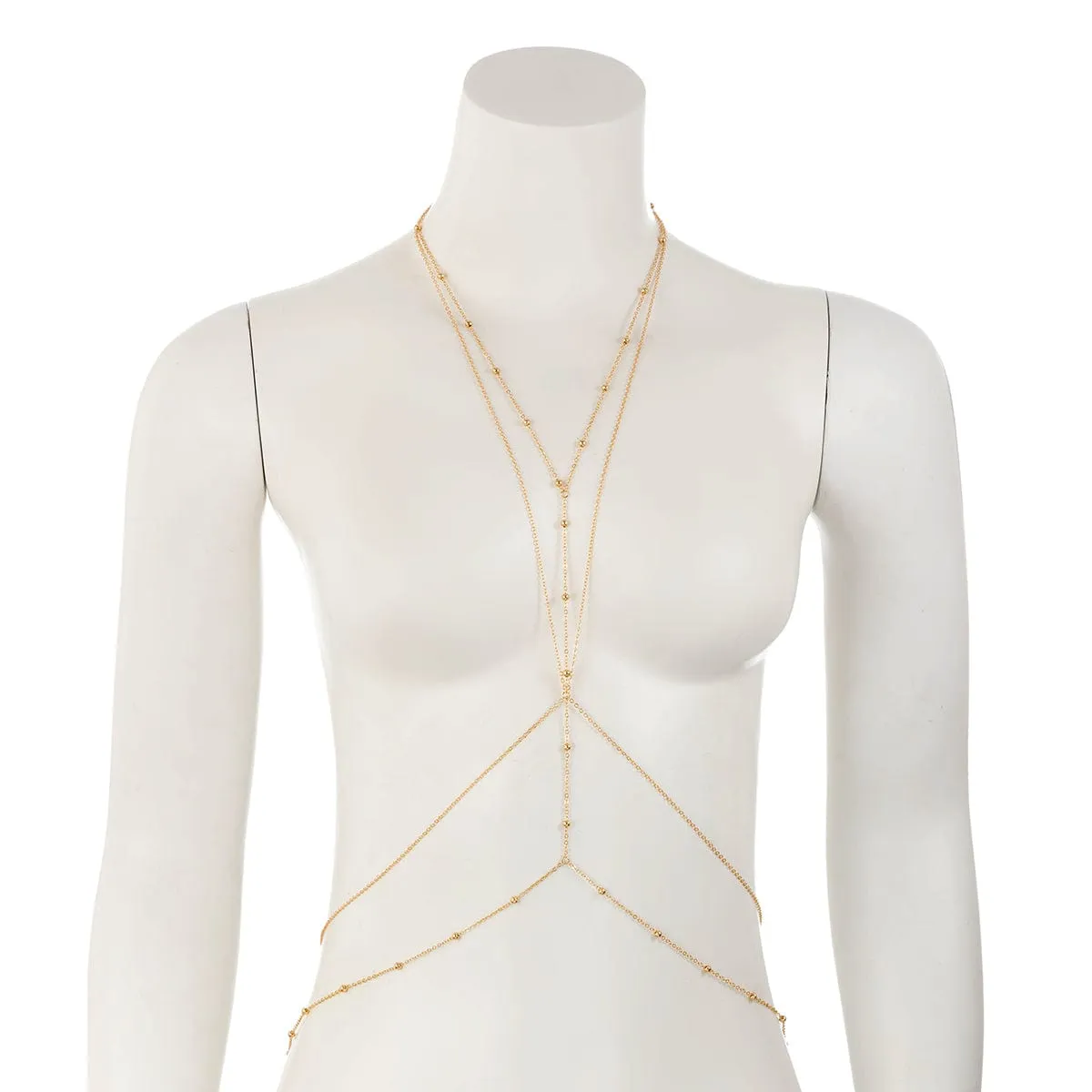 Minimalist Layered Gold Silver Plated Saturn Body Chain Necklace Set