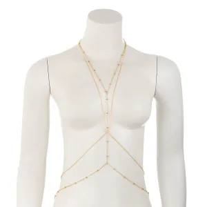 Minimalist Layered Gold Silver Plated Saturn Body Chain Necklace Set
