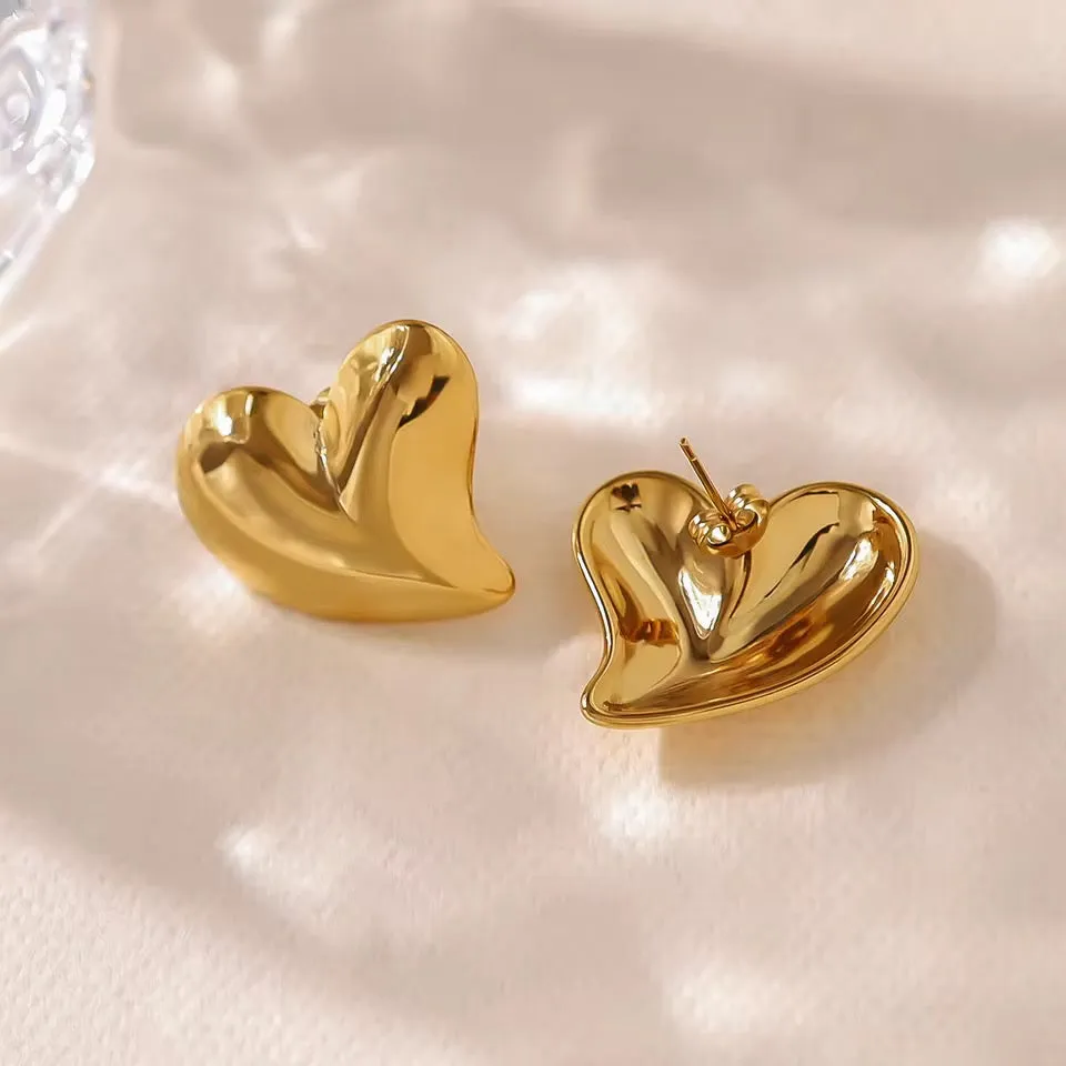 Minimalist Uneven Hearts Earrings