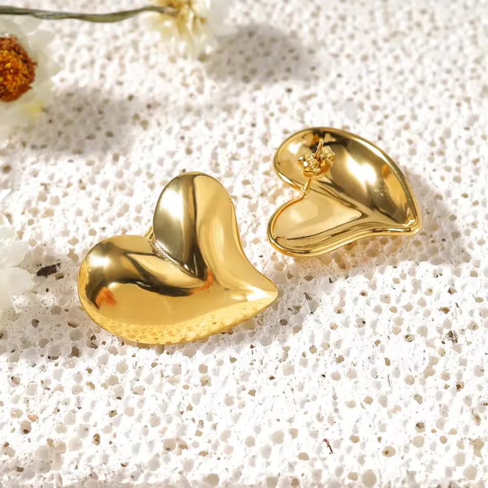 Minimalist Uneven Hearts Earrings