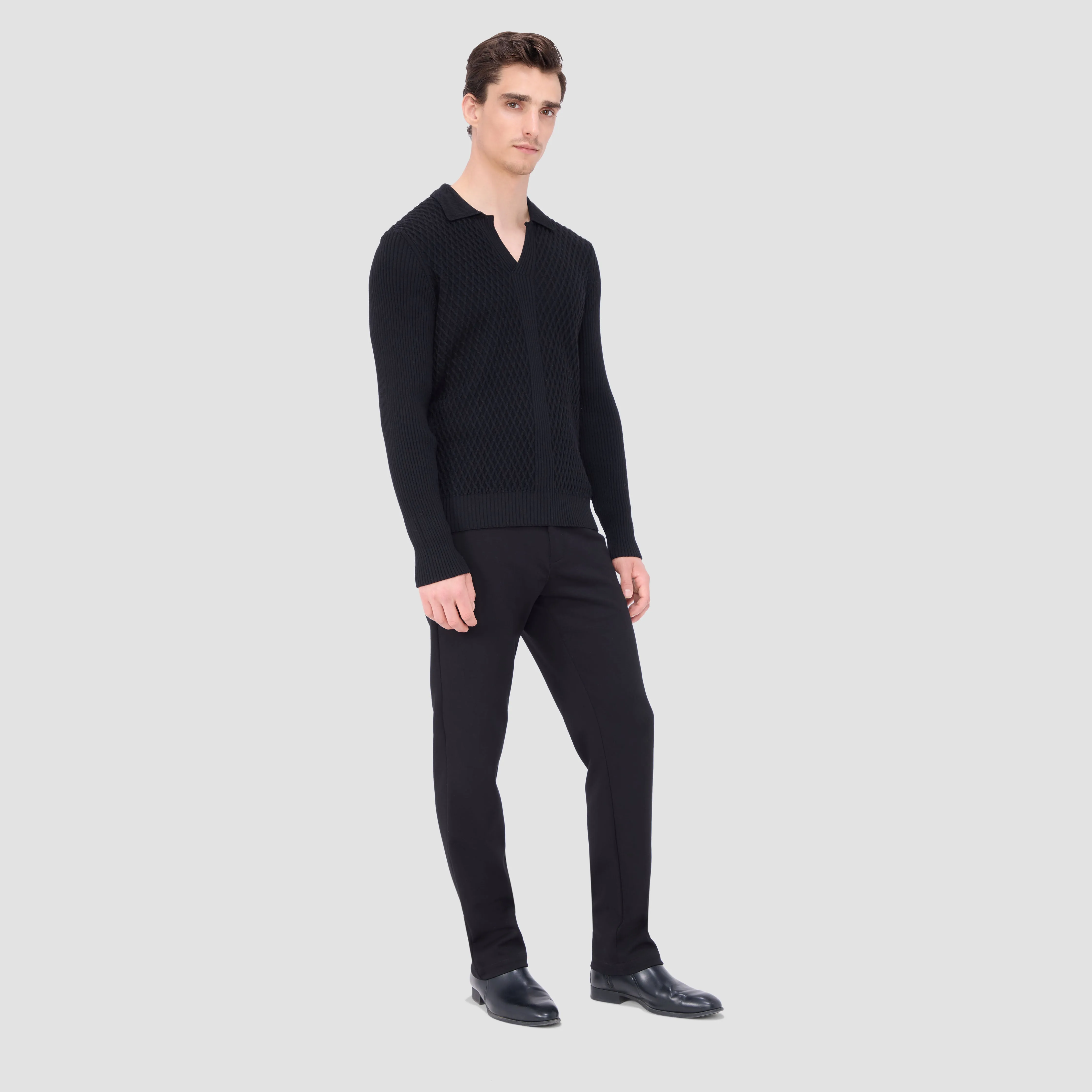 Mixed Stitch Johnny Collar Sweater