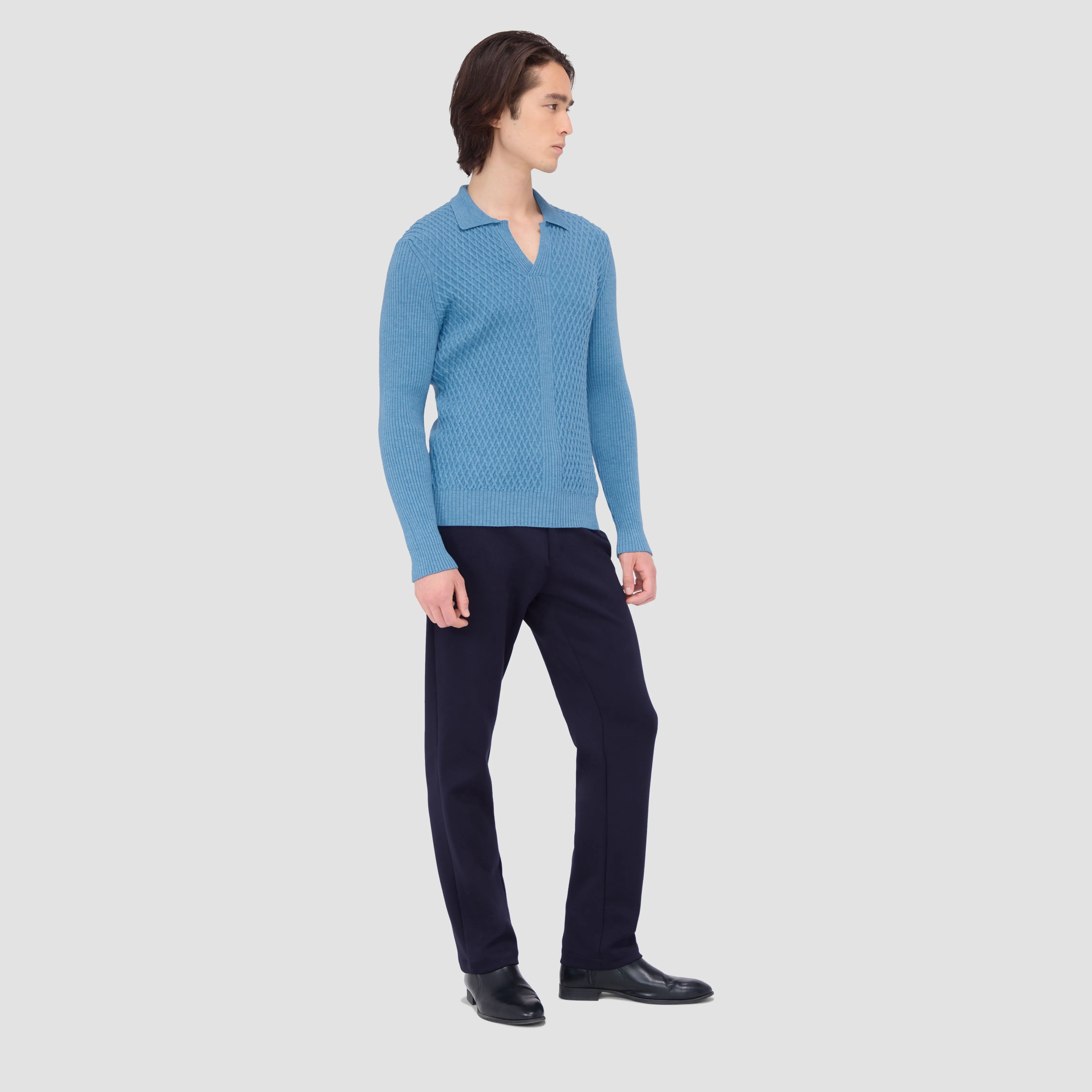 Mixed Stitch Johnny Collar Sweater