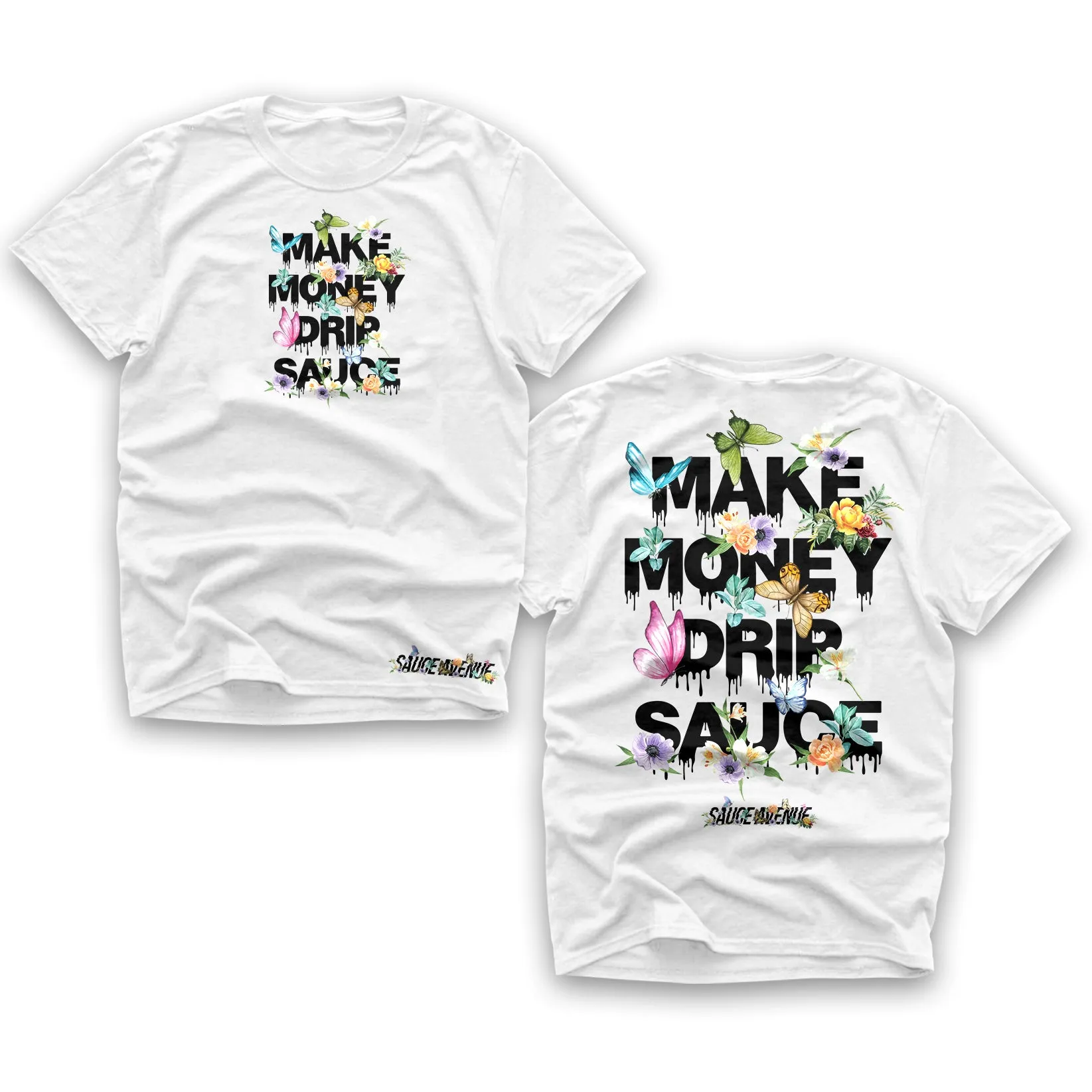 MMDS Flowers & Butterflies Black (M&B) | White Tee