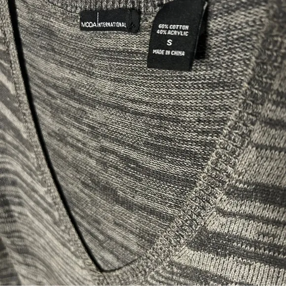 Moda International Gray Space Dye V-Neck Sweater Maxi Dress SZ S