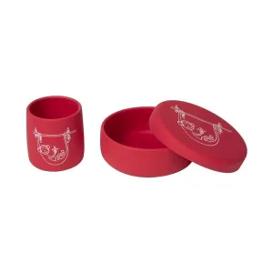 Modern Twist Silicone Munch-mate Set - Monkey Business Red