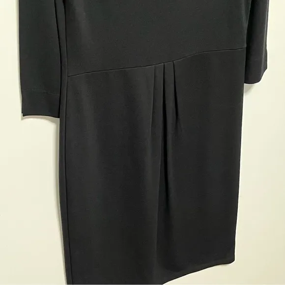 Molly Bracken Elegant Black pleated front long sleeves special event midi dress