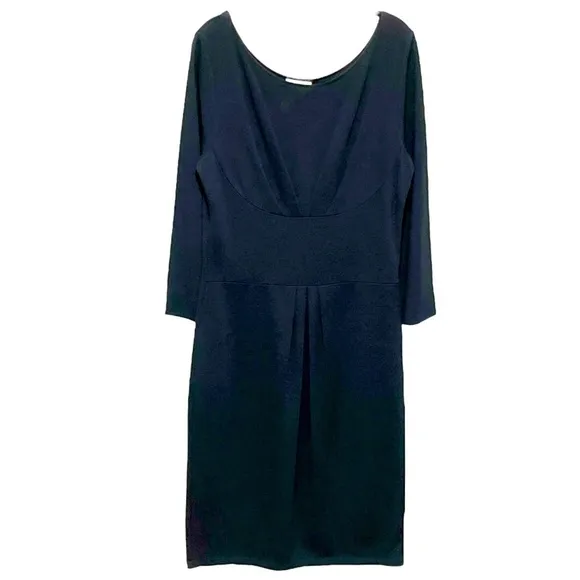 Molly Bracken Elegant Black pleated front long sleeves special event midi dress