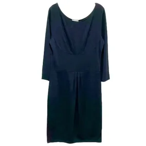 Molly Bracken Elegant Black pleated front long sleeves special event midi dress