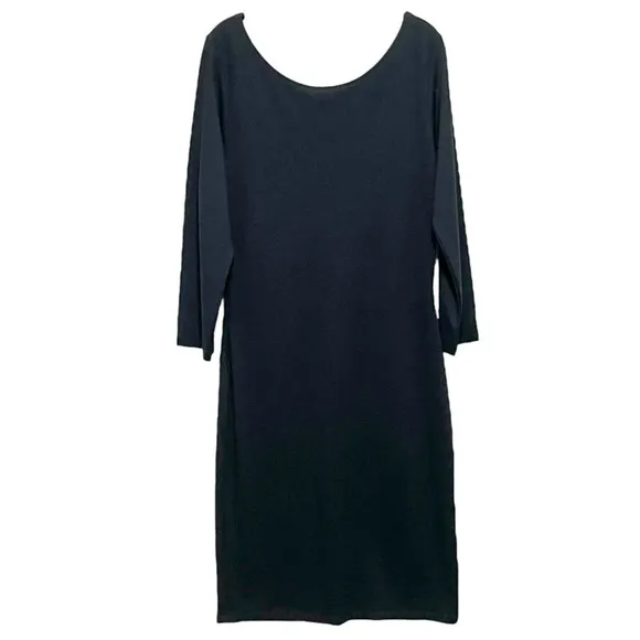 Molly Bracken Elegant Black pleated front long sleeves special event midi dress