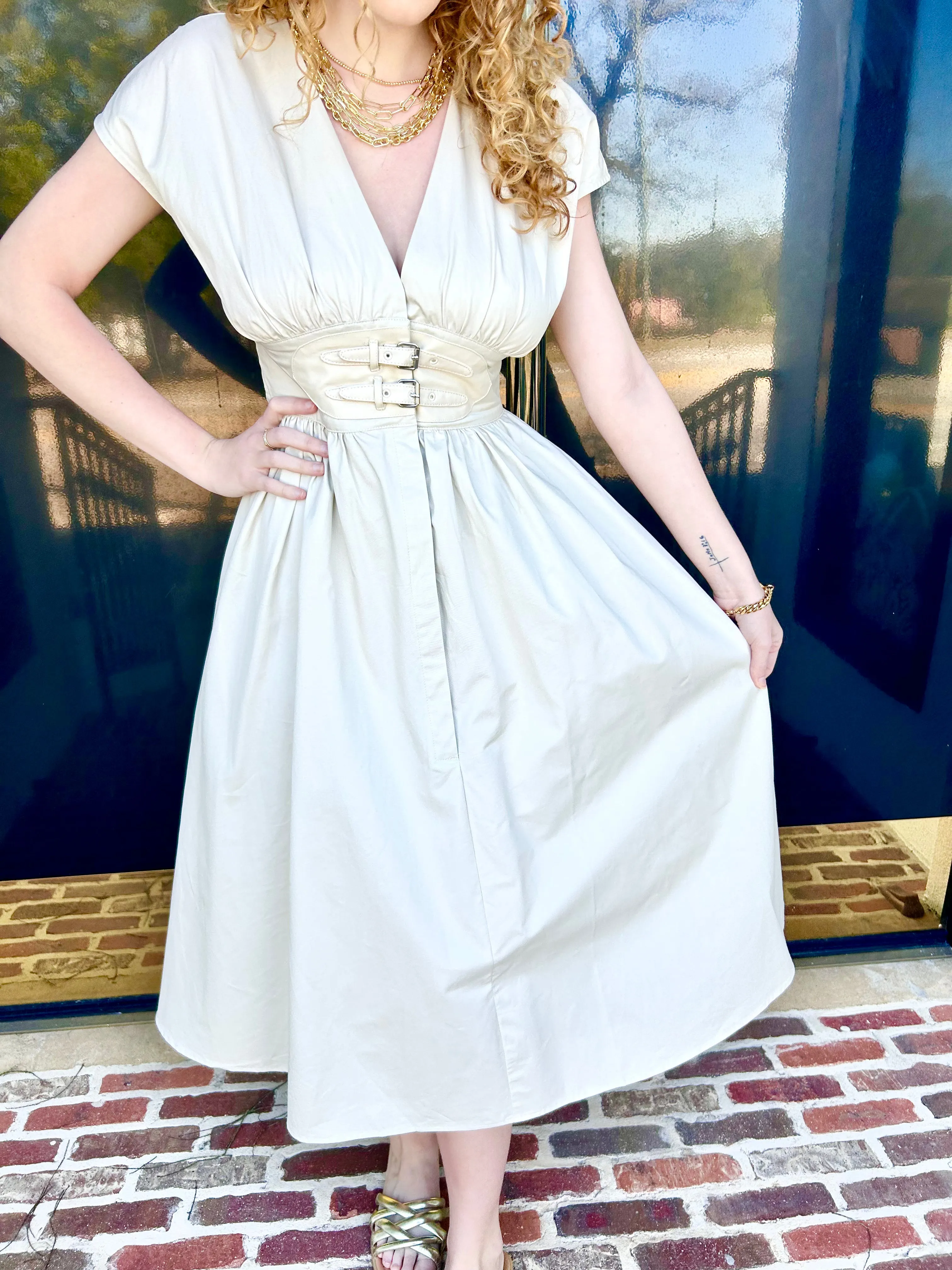 Monaco Buckle Midi Dress ~ Final Sale