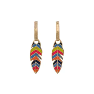 Multicolor Enamel Leaves Hoop Earrings