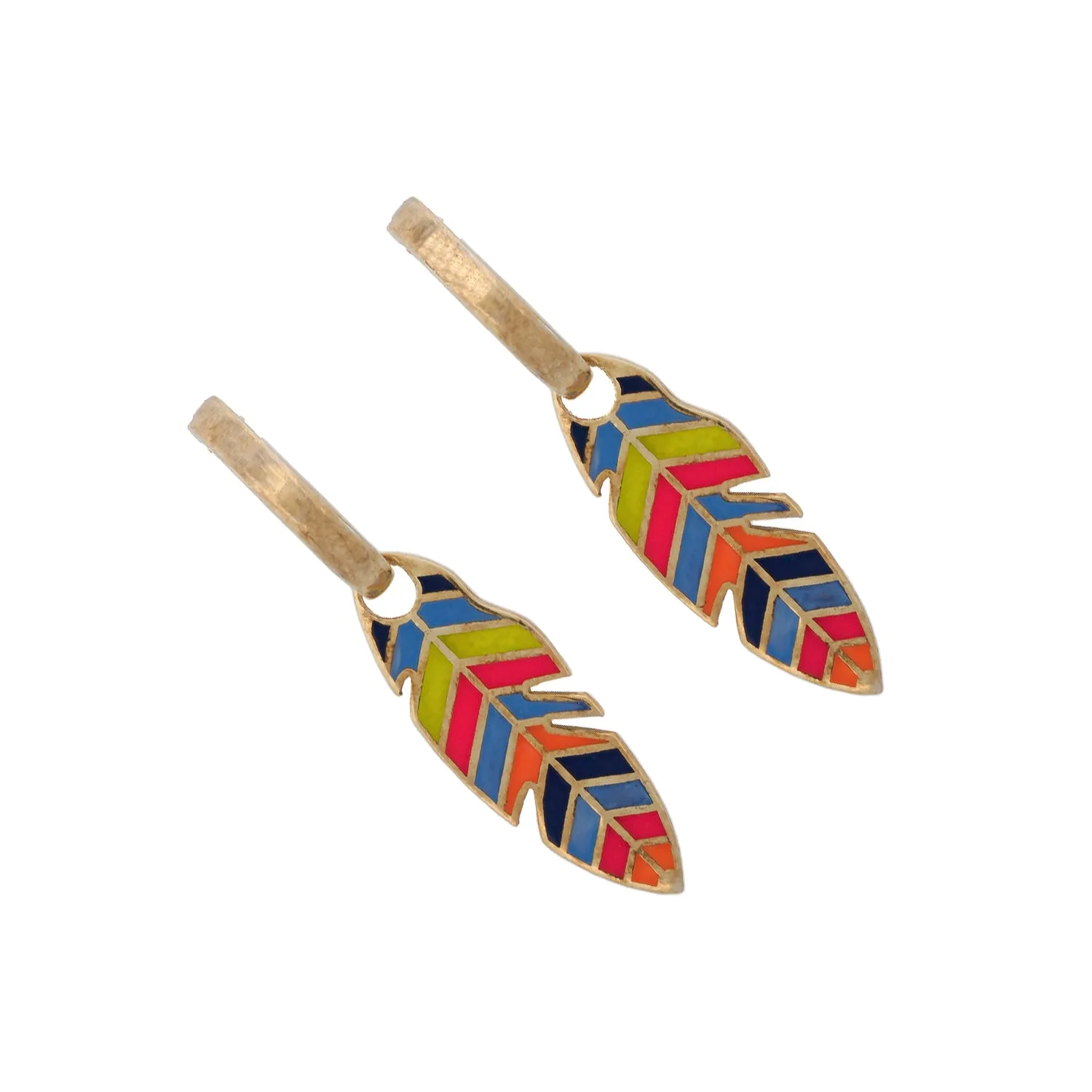 Multicolor Enamel Leaves Hoop Earrings