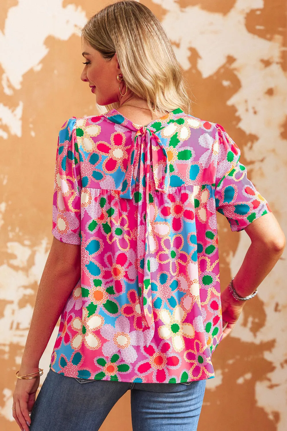 Multicolor Plus Size Floral Embroidered Flutter Sleeve Tank Top