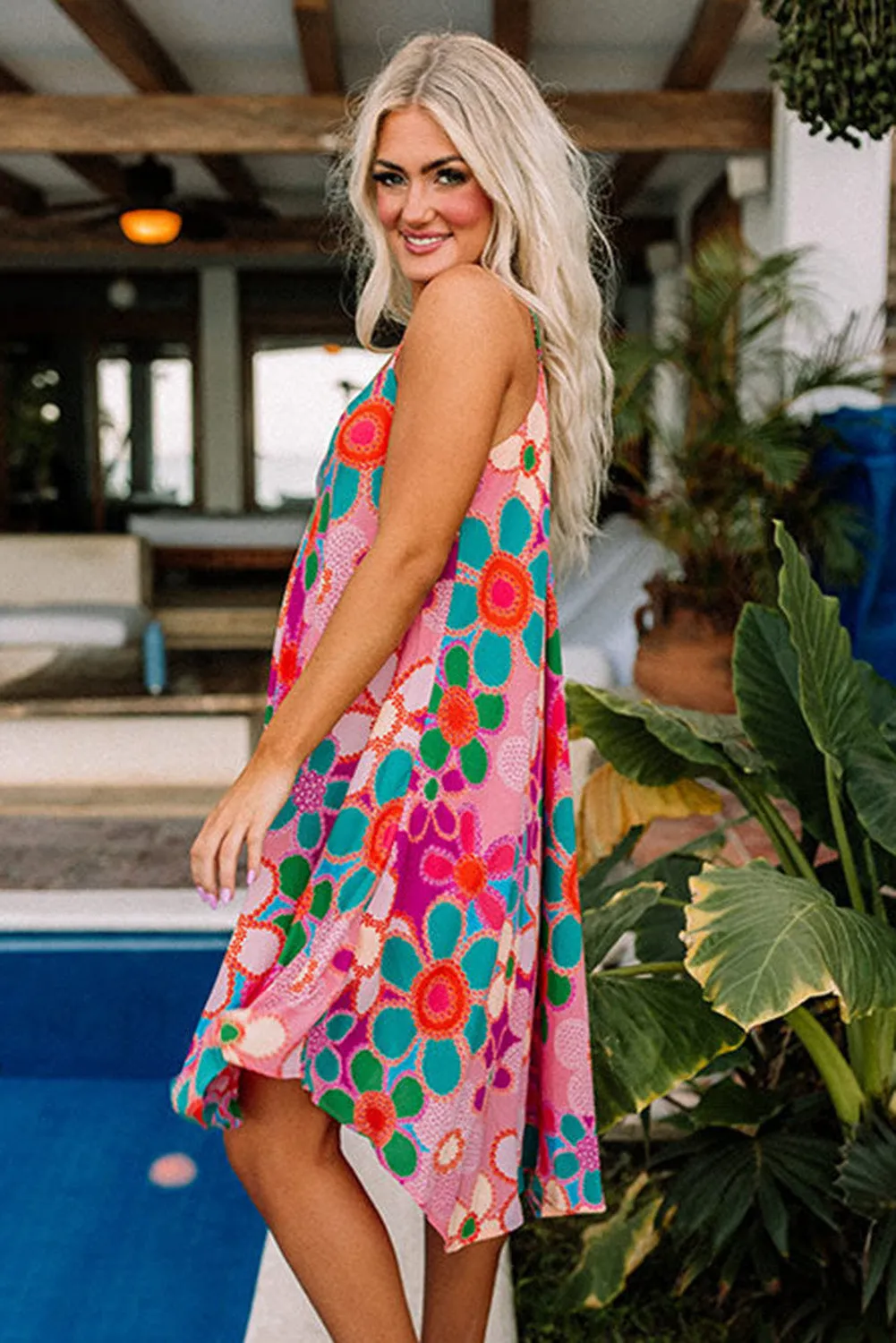 Multicolor Plus Size Floral Embroidered Flutter Sleeve Tank Top