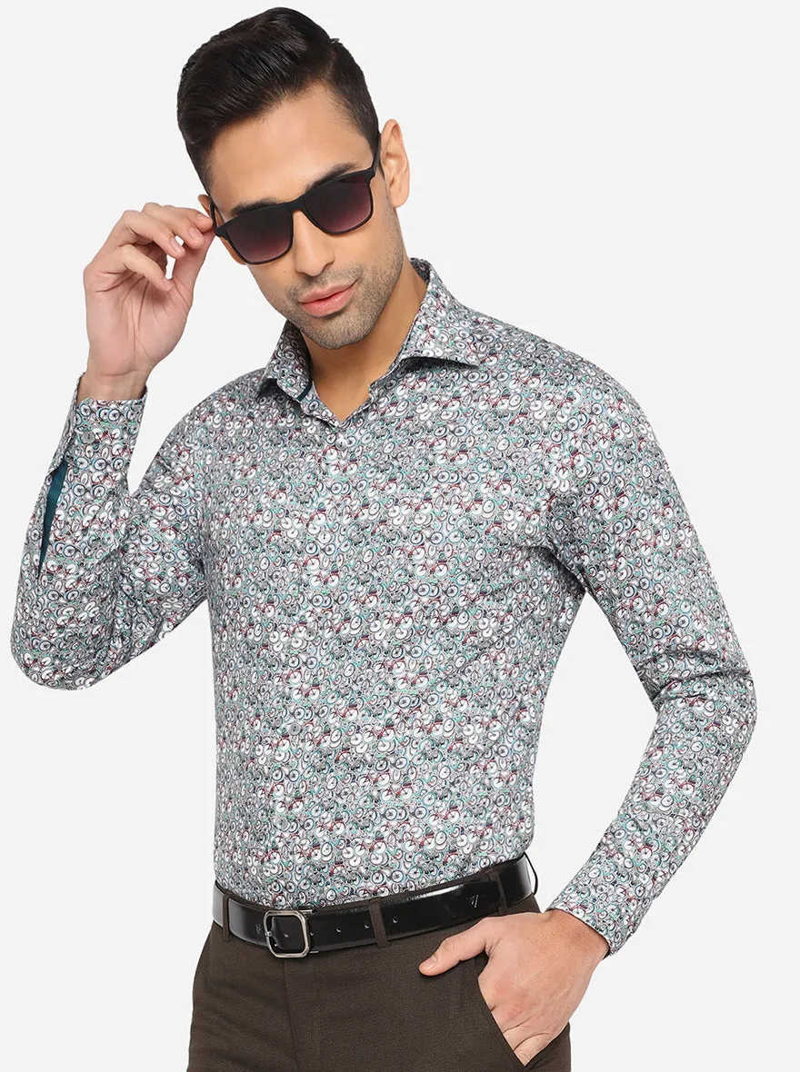 Multicolor Printed Slim Fit Party Wear Shirt | Wyre