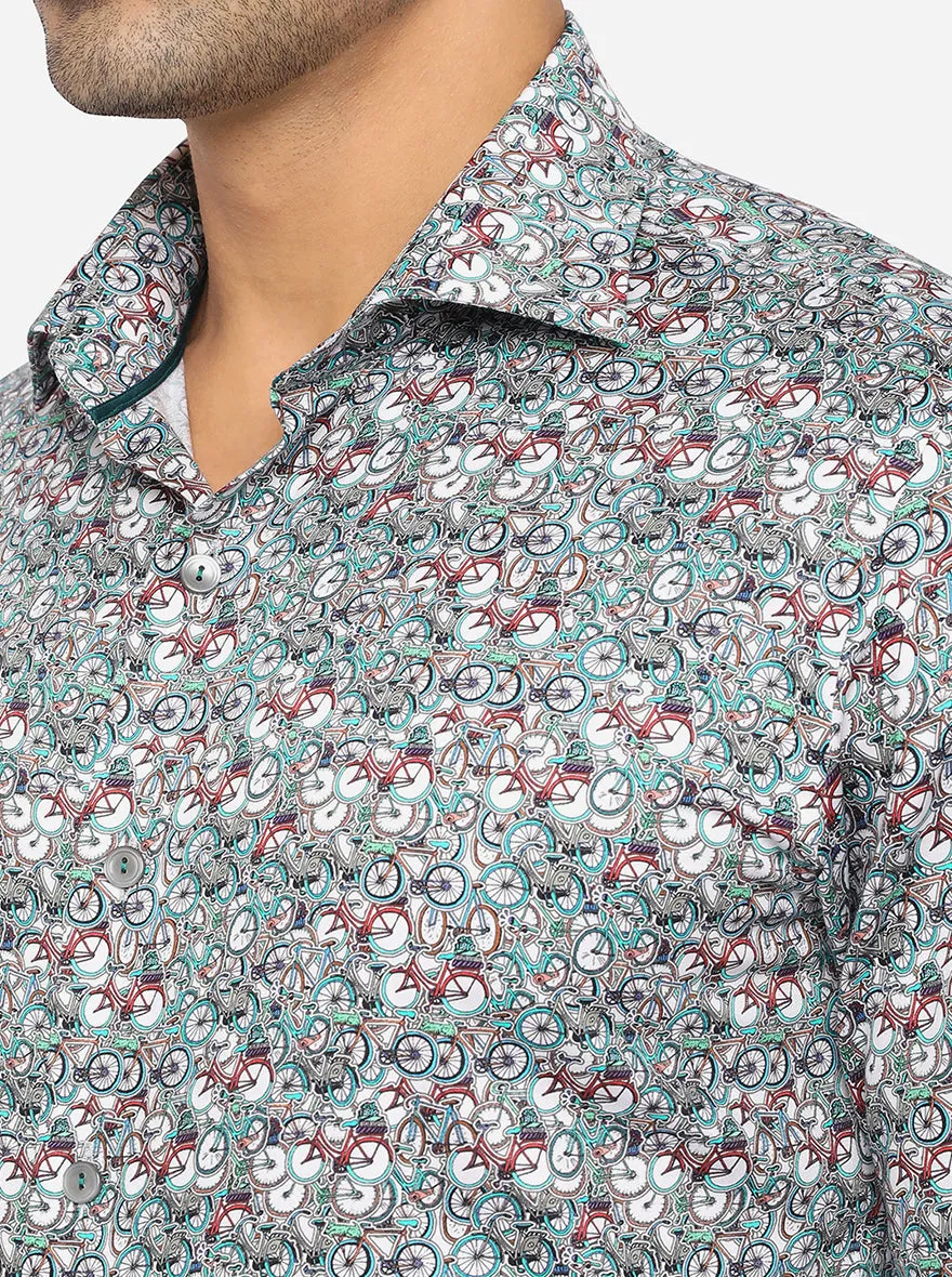 Multicolor Printed Slim Fit Party Wear Shirt | Wyre