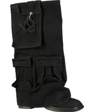 Naked Wolfe Black Natalia Canvas Cargo Boot UK 4 EU 37 👠