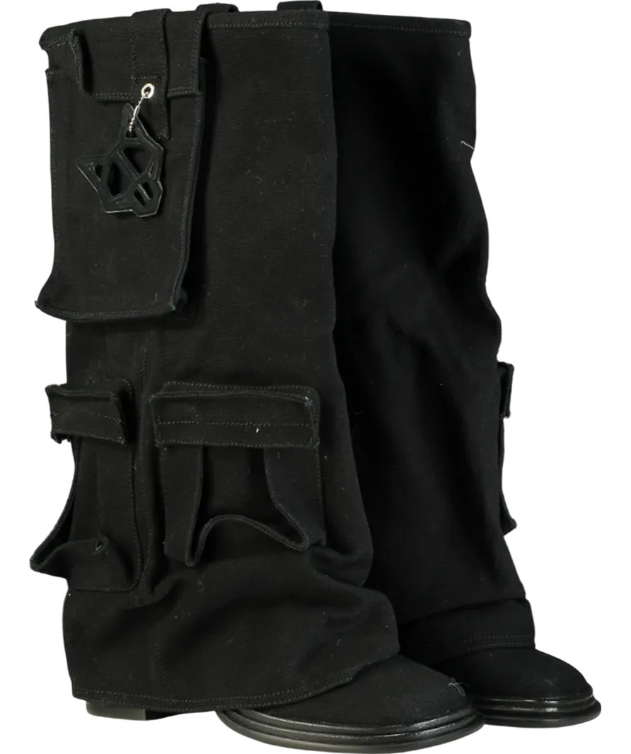 Naked Wolfe Black Natalia Canvas Cargo Boot UK 4 EU 37 👠