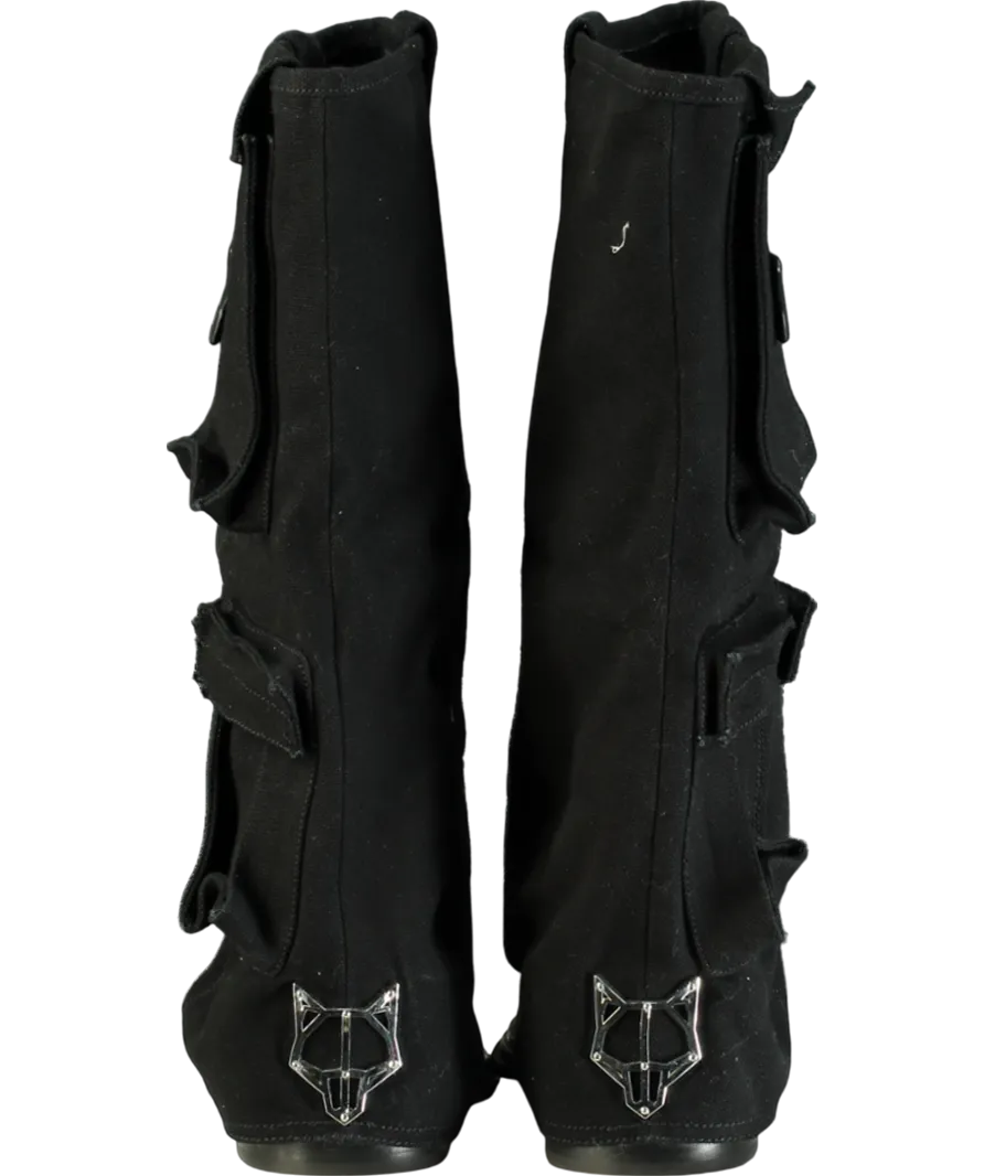 Naked Wolfe Black Natalia Canvas Cargo Boot UK 4 EU 37 👠