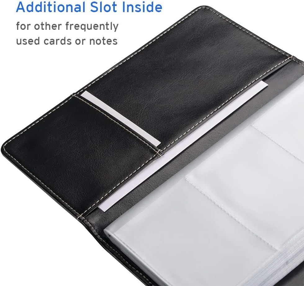 Napa Leather Business Card Book Holder Organizer, 240 Card Capacity, Black