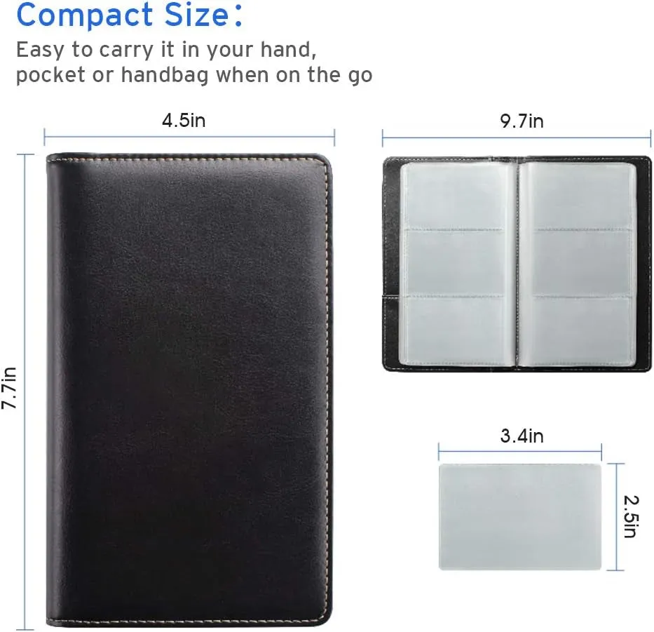 Napa Leather Business Card Book Holder Organizer, 240 Card Capacity, Black