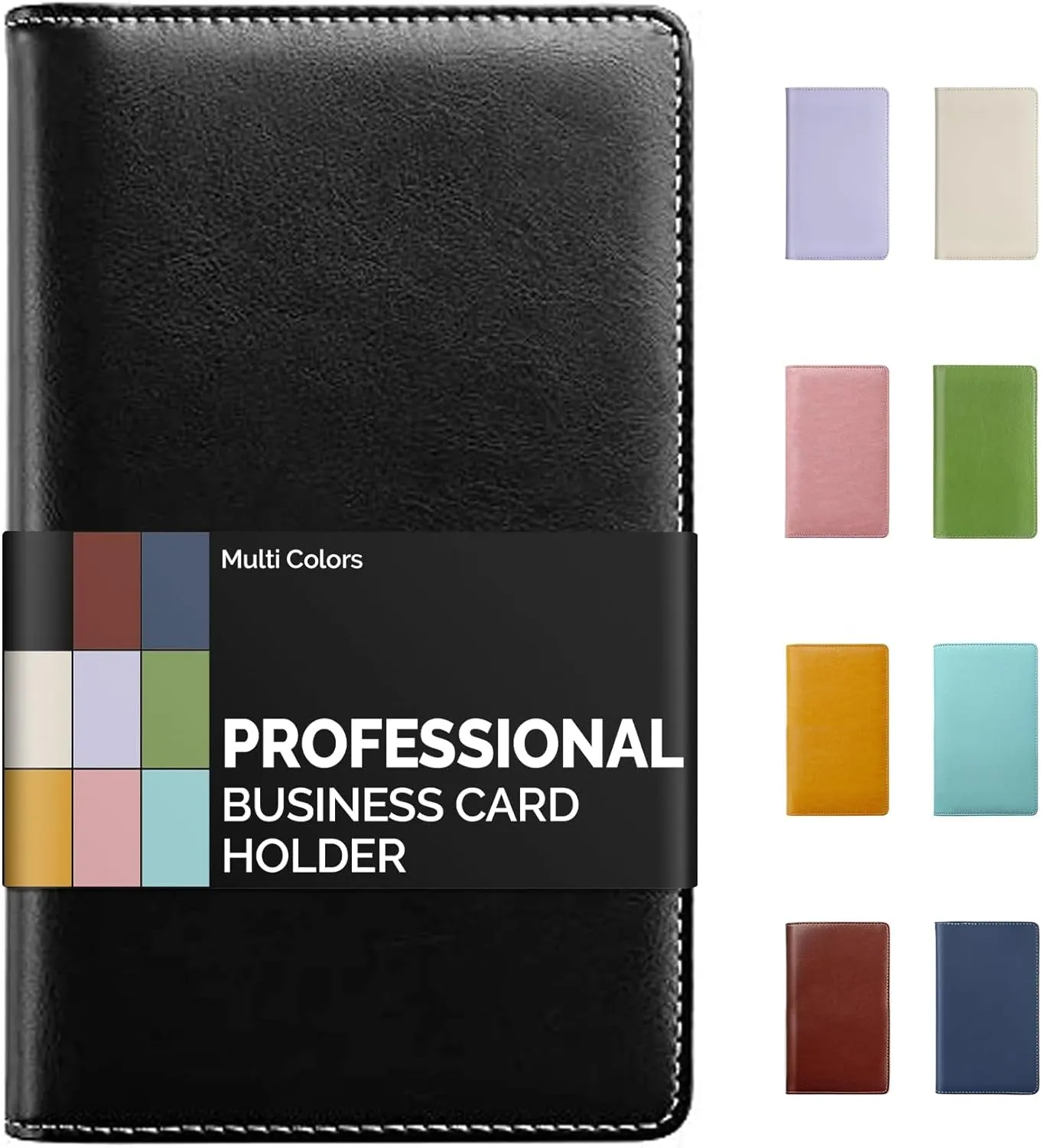 Napa Leather Business Card Book Holder Organizer, 240 Card Capacity, Black