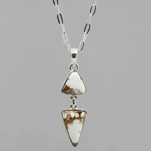 Natural White Horse Stone Necklace | Handmade Sterling Silver Arrow Pendant | Bohemian Gemstone Jewelry