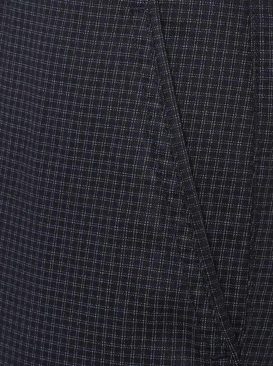 Navy Blue Printed Super Slim Fit Casual Trouser | Greenfibre