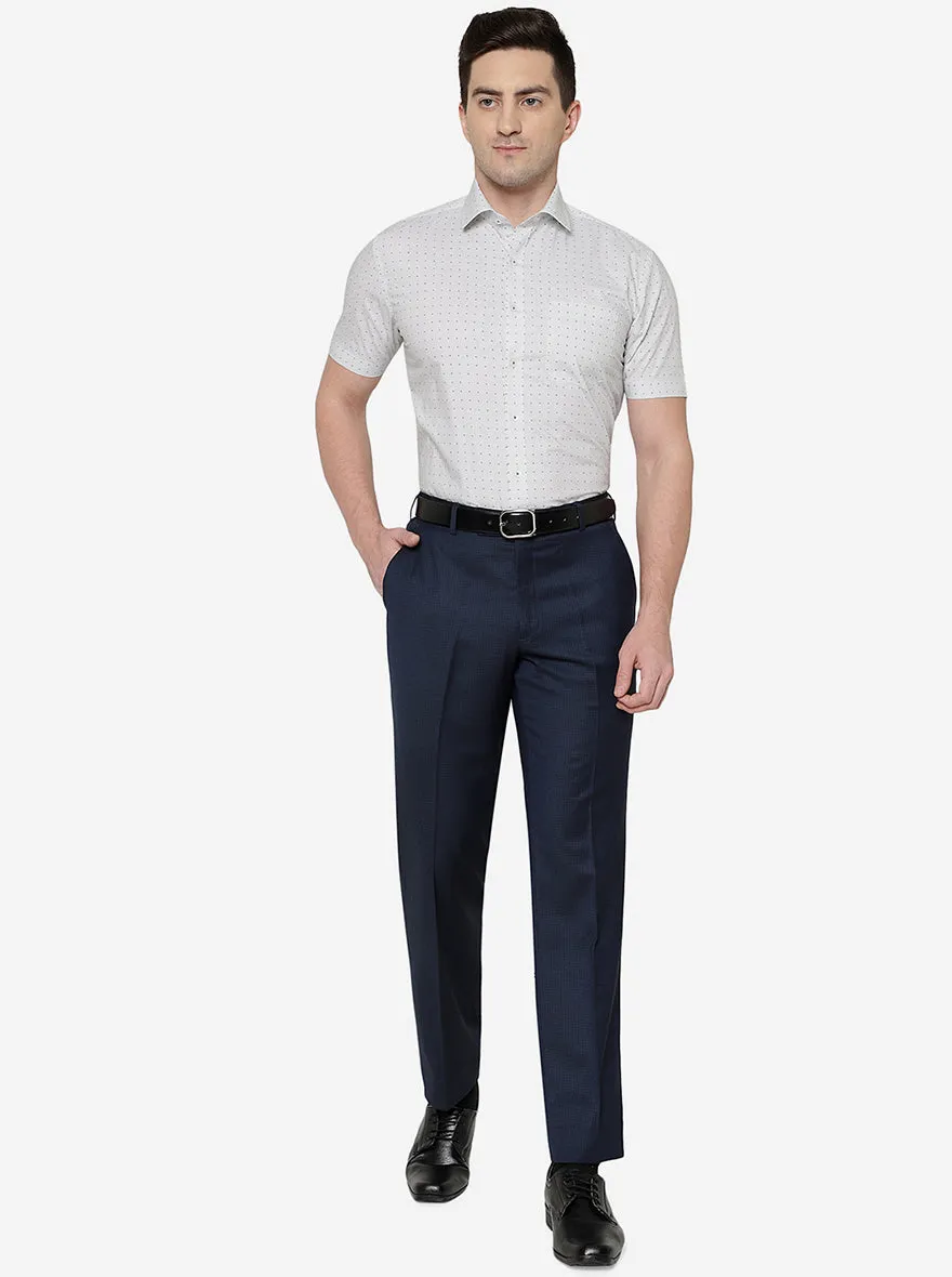 Navy Blue Solid Classic Fit Formal Trouser | JadeBlue