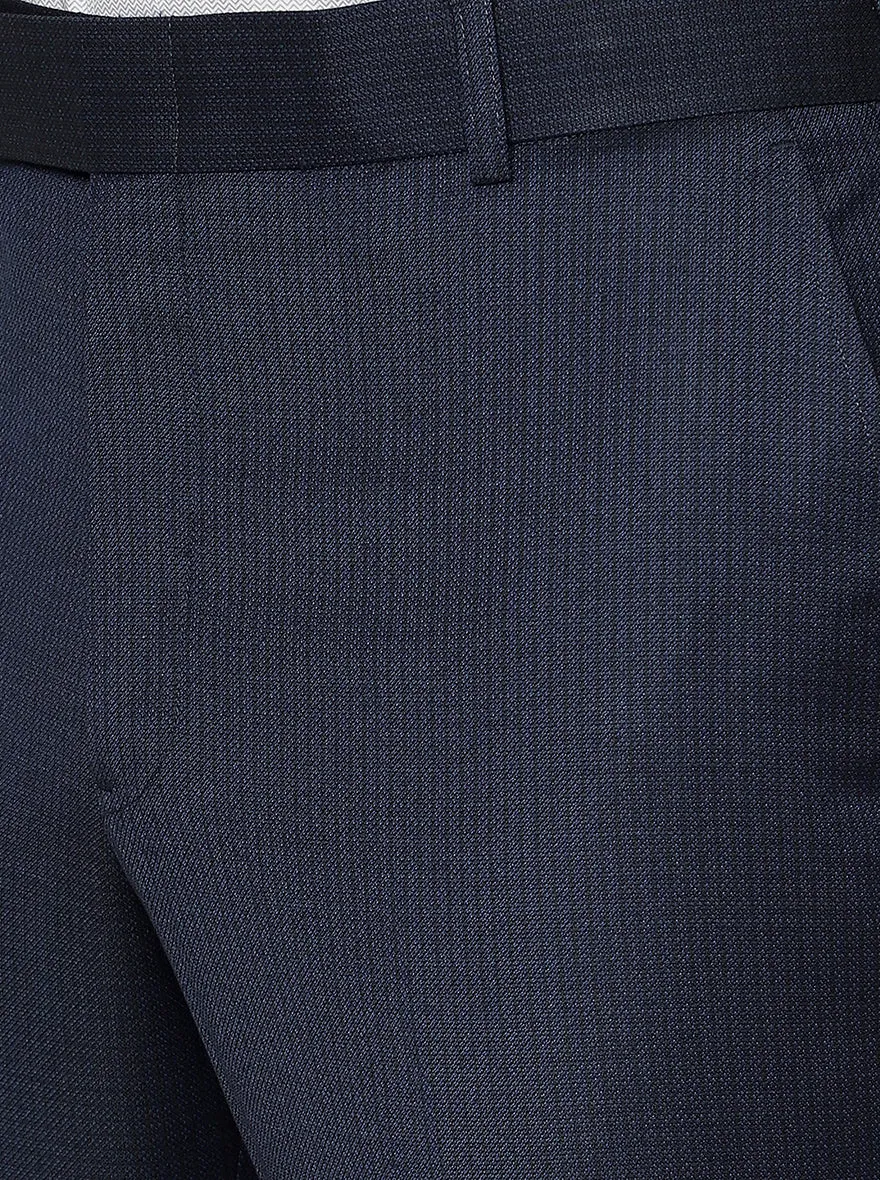 Navy Blue Solid Classic Fit Formal Trouser | JadeBlue