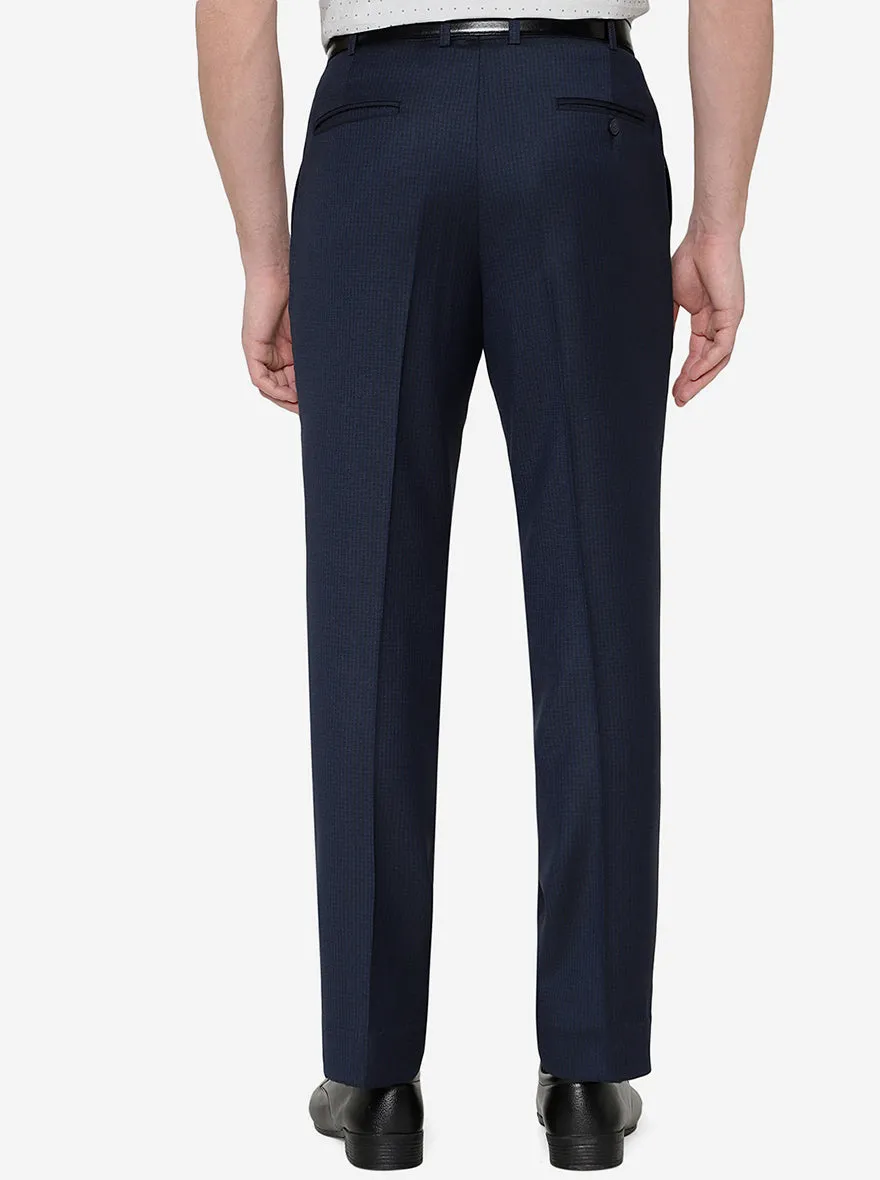 Navy Blue Solid Classic Fit Formal Trouser | JadeBlue
