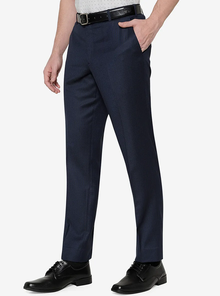 Navy Blue Solid Classic Fit Formal Trouser | JadeBlue