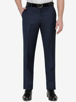 Navy Blue Solid Classic Fit Formal Trouser | JadeBlue