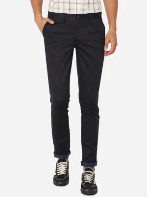 Navy Blue Solid Uno Fit Casual Trouser | JadeBlue