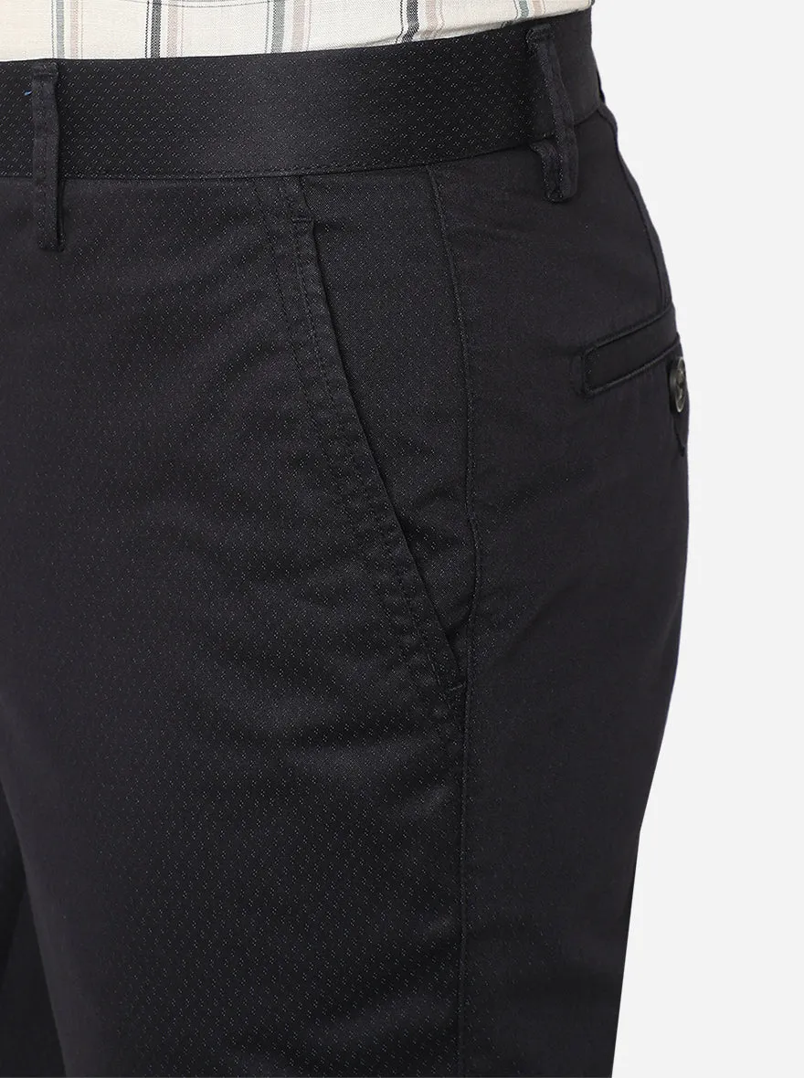 Navy Blue Solid Uno Fit Casual Trouser | JadeBlue