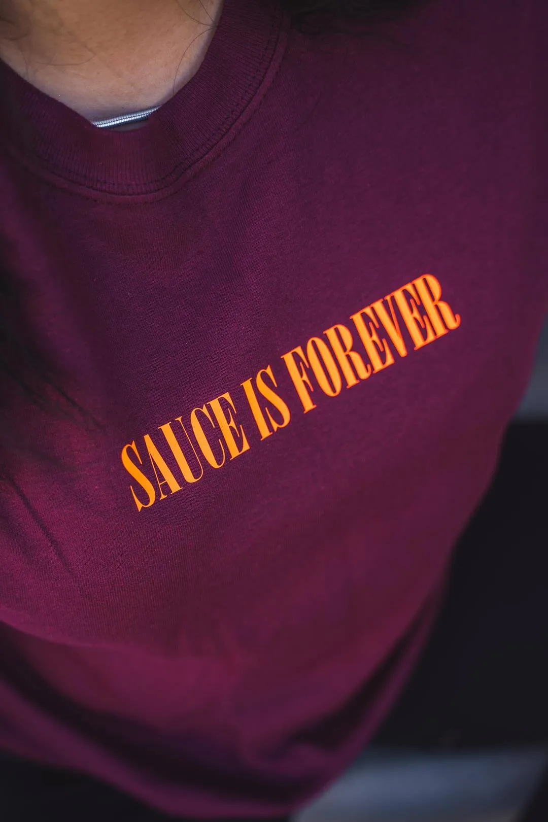 Neon Orange Sauce Is Forever (S) | Maroon Tee