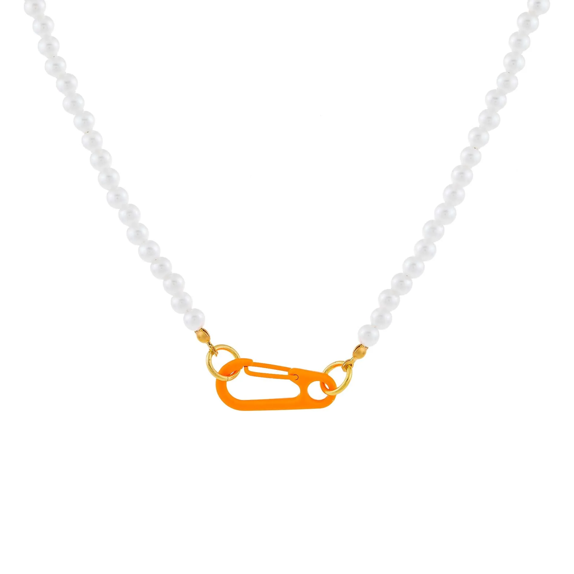 Neon Paperclip Pearl Necklace