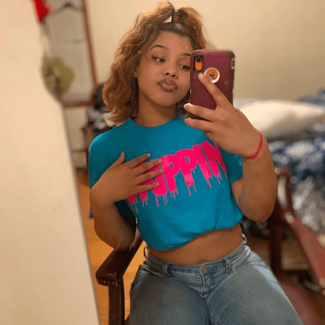 Neon Pink Drippin | Caribbean Blue Tee
