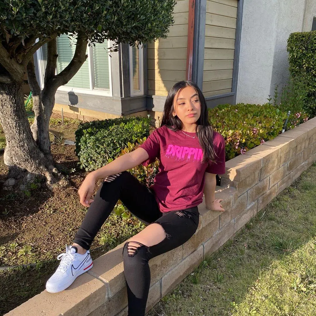 Neon Pink Drippin (V3) | Maroon Tee