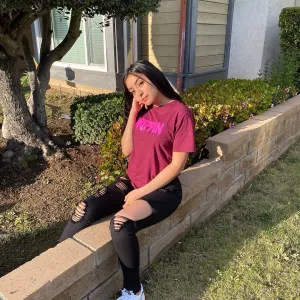 Neon Pink Drippin (V3) | Maroon Tee