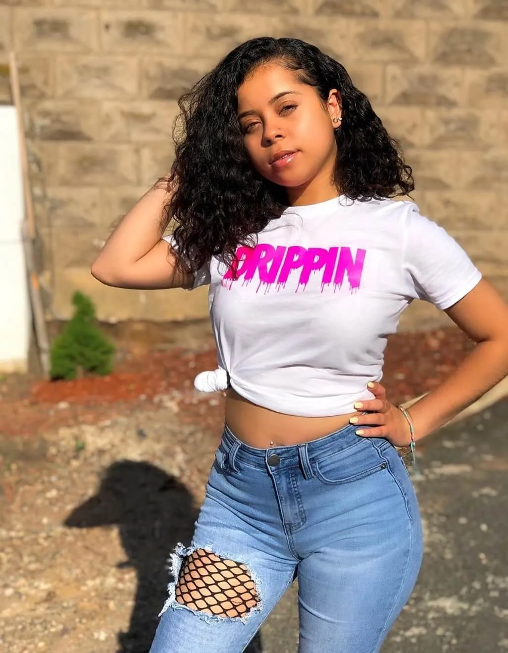 Neon Pink Drippin (V3) | White Tee
