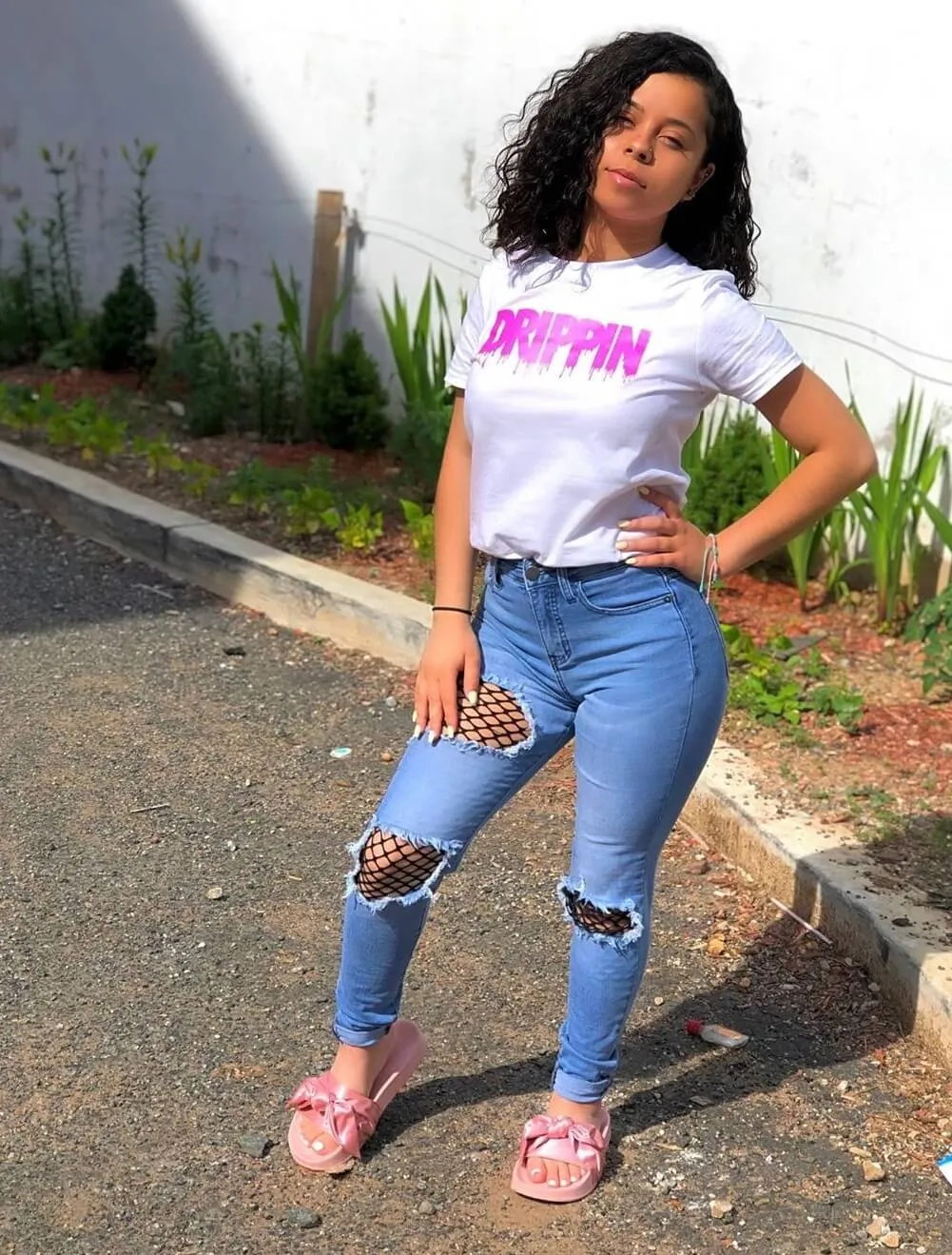 Neon Pink Drippin (V3) | White Tee