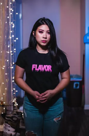 Neon Pink Glitter Flavor (S) | Black Tee