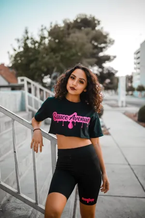 Neon Pink SA Drip | Black Tee