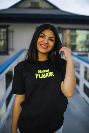 Neon Yellow Drippin Flavor | Black Tee