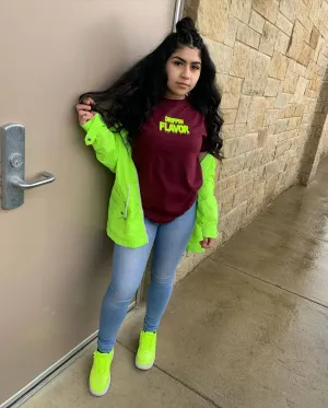 Neon Yellow Drippin Flavor | Maroon Tee