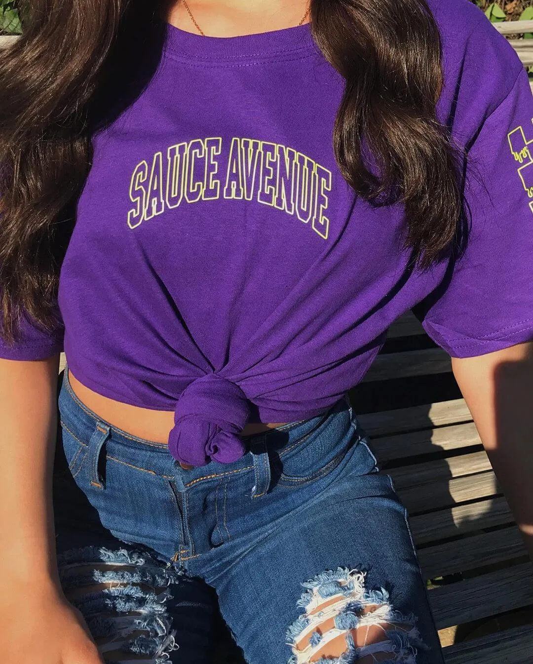 Neon Yellow Outline SA Curve | Purple Tee (Outline Sleeves)