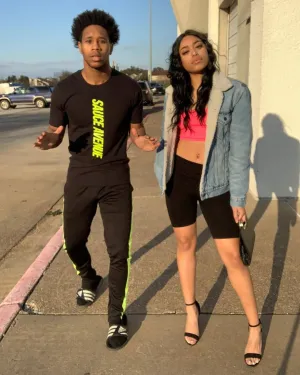 Neon Yellow SA (Vertical) | Black Tee