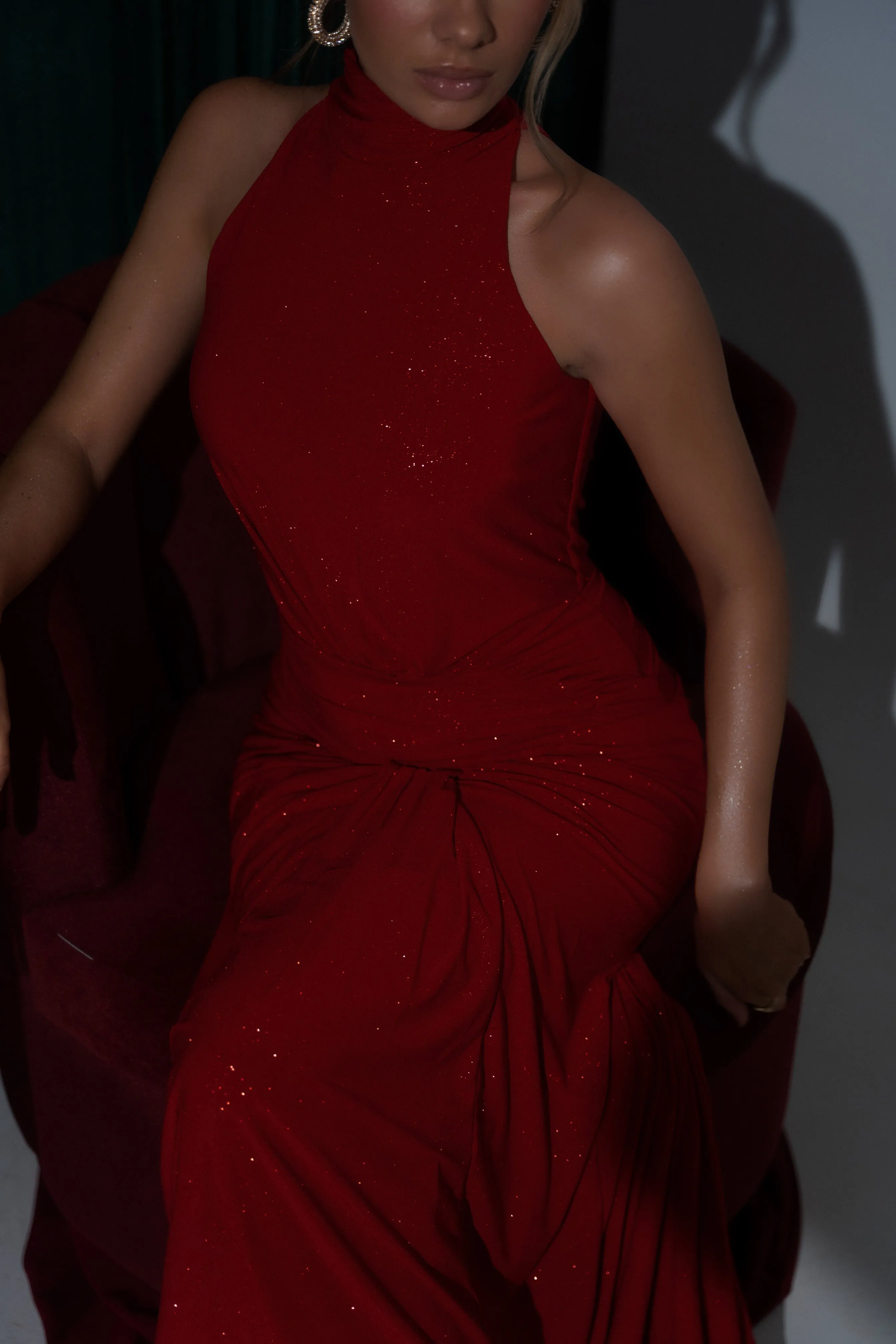 Neresa Red Glitter Dress